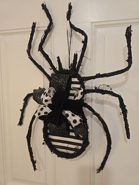 Black & White Decorative Spider Door Hanging Wreath Hallowern